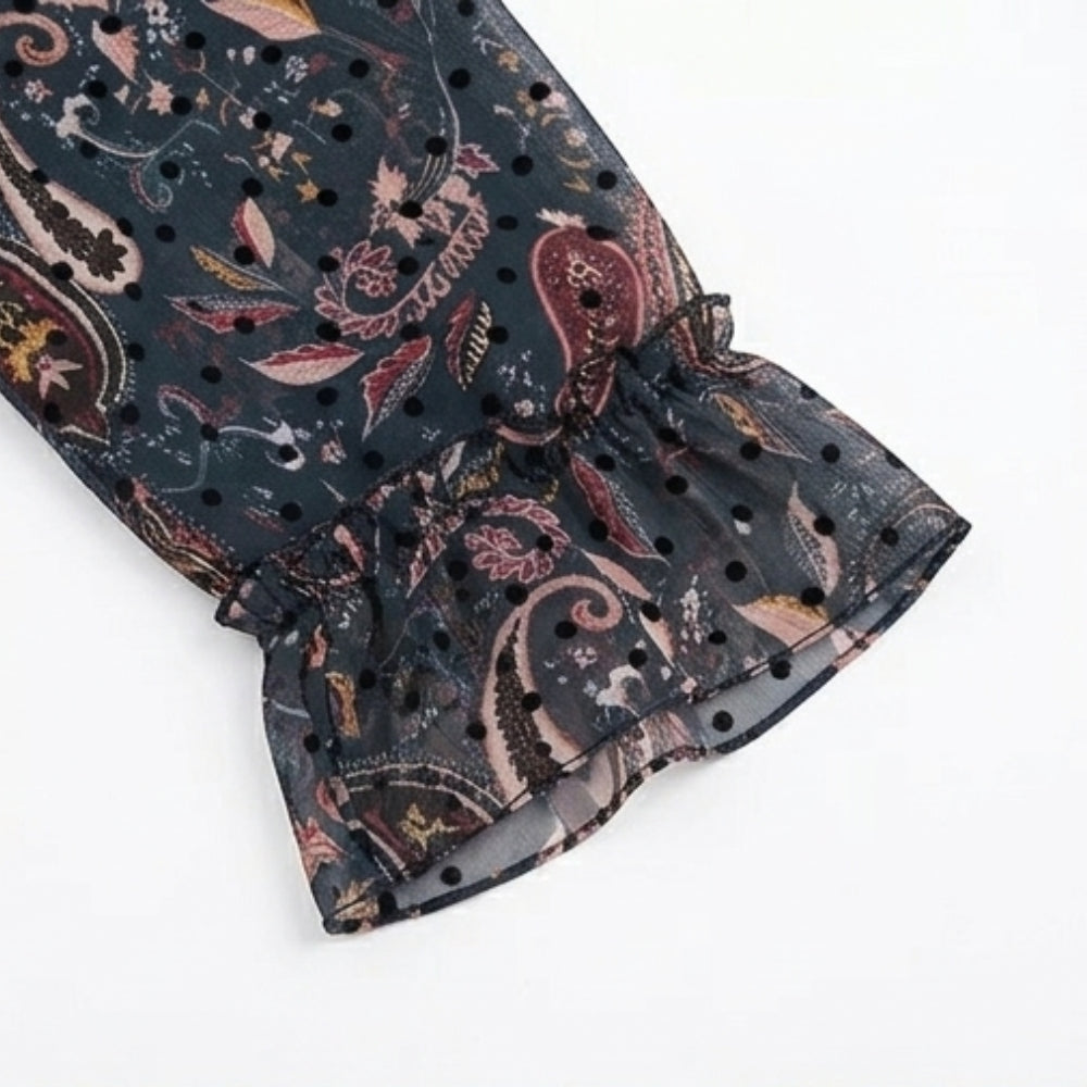 Tiered Chiffon Paisley Dress