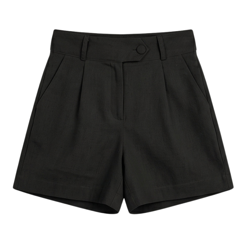 High-Waist Pleated Tailored Shorts