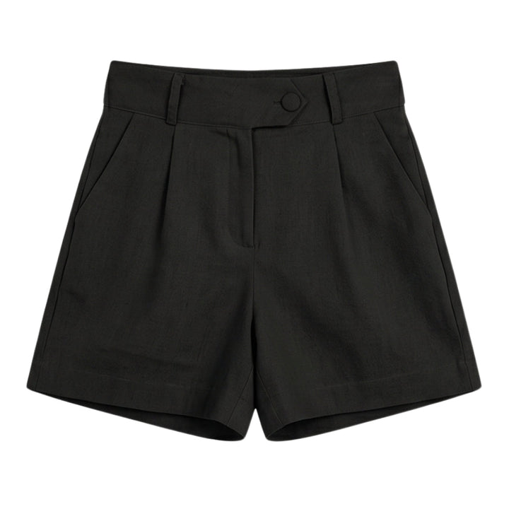 High-Waist Pleated Tailored Shorts