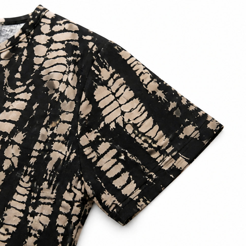 Printed A-Line Shift Dress with Short Sleeves &amp; Buttons