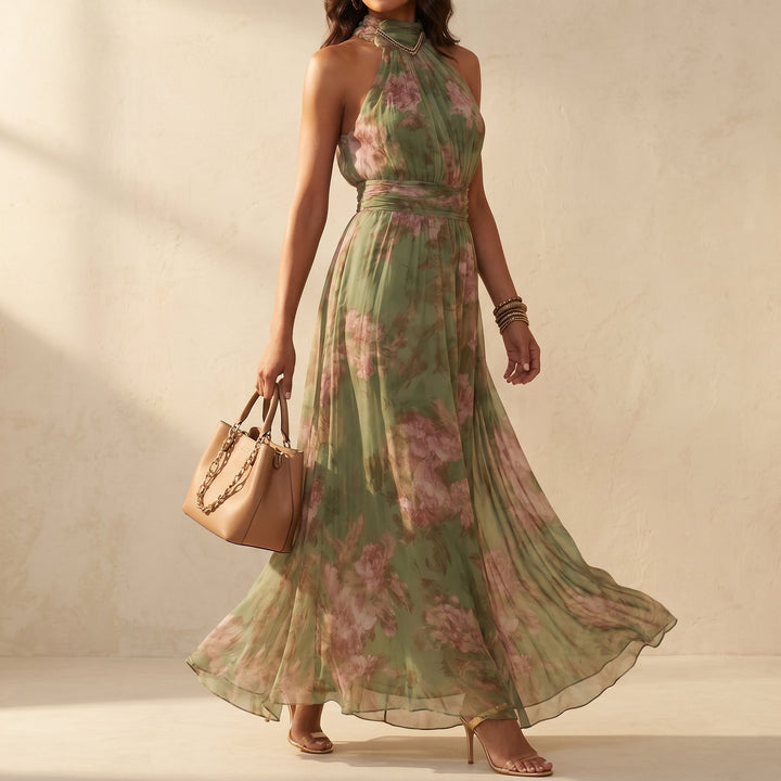 FLOWY SAGE FLORAL SUMMER MAXI