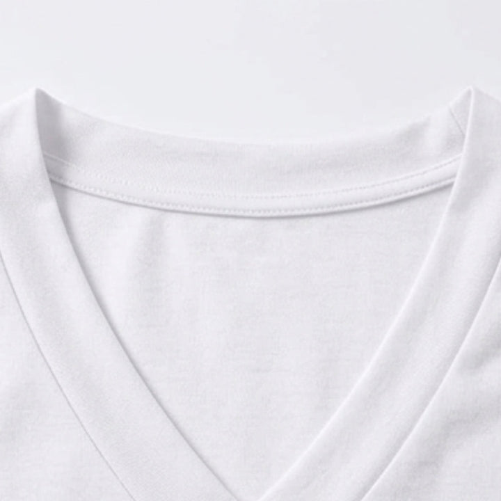Soft V-Neck Tee with Rolled Cuffs