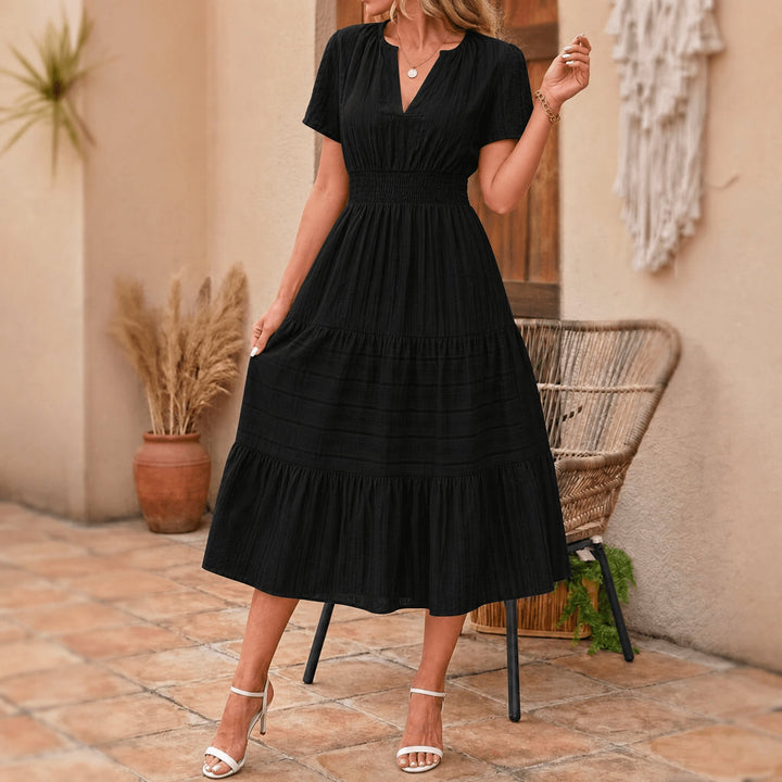 Flowing V Neck Summer Maxi Dress