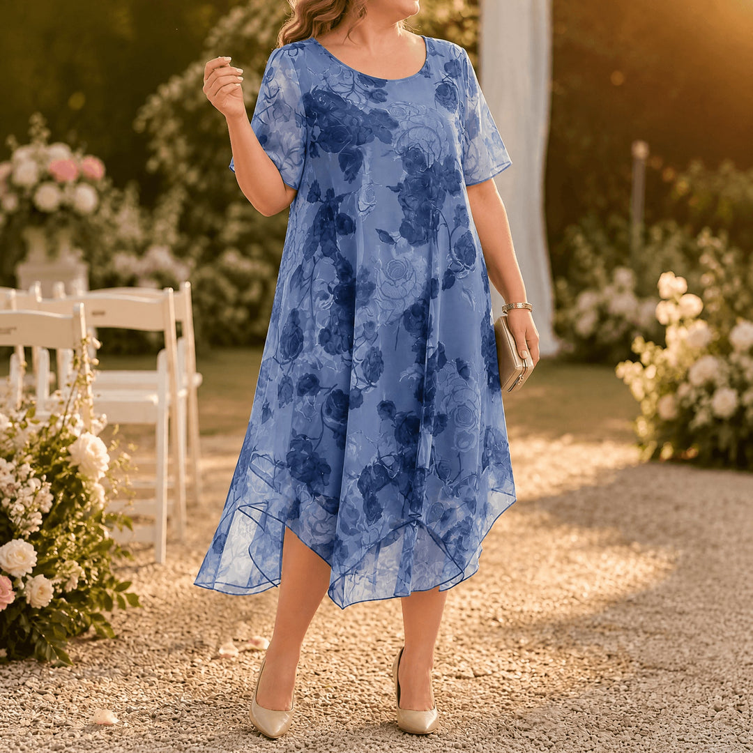 Layered Chiffon Floral Dress