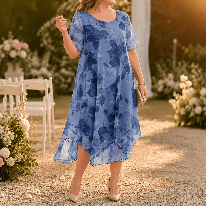 Layered Chiffon Floral Dress