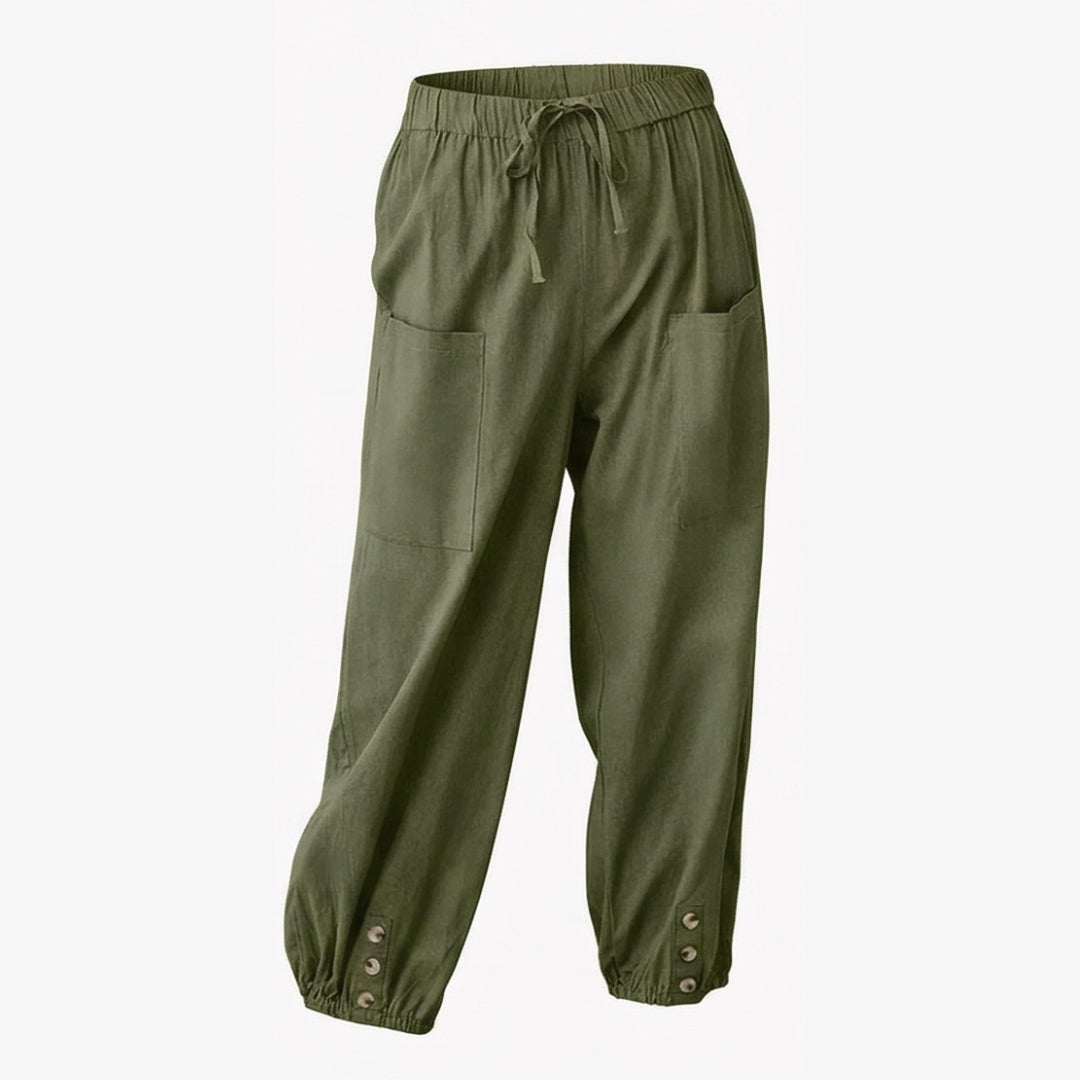 Relaxed Fit Cotton Linen Capris