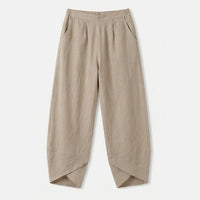 Asymmetric Linen Blend Cropped Pants