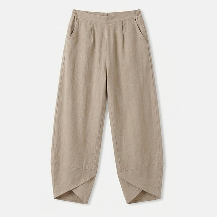 Asymmetric Linen Blend Cropped Pants
