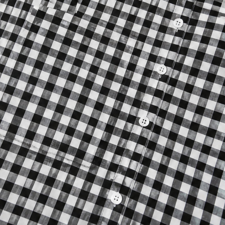 Gingham Button-Front Maxi Shirt Dress with Side Slits