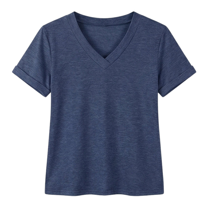 Soft V-Neck Tee with Rolled Cuffs