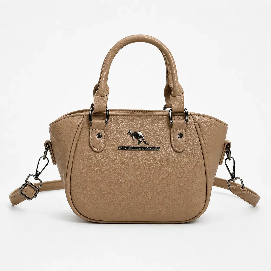 Structured Boston Handbag with Convertible Crossbody Strap, Polished Hardware