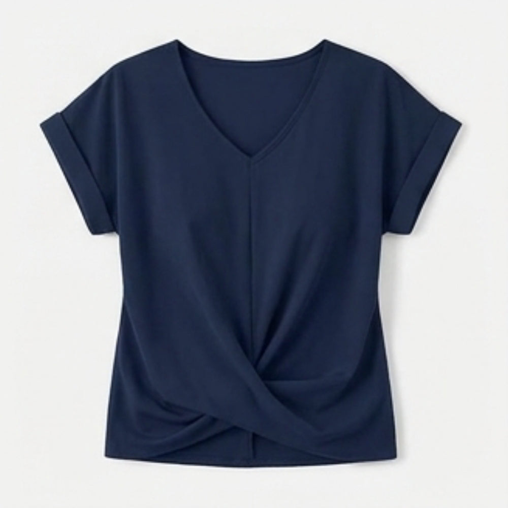 Twist-Knot V-Neck Top for Effortless Everyday Style