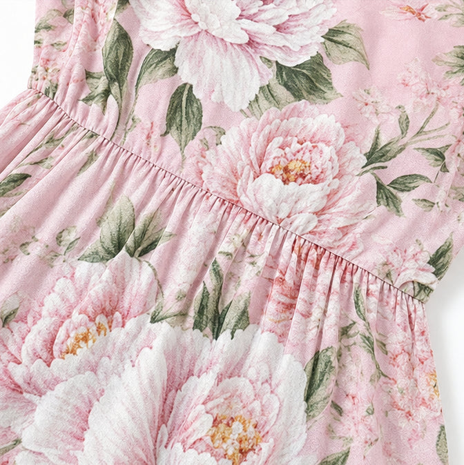 Two-Piece Floral Maxi Dress with Sheer Duster