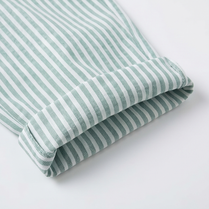 Striped Linen Pants with Elastic Waist — View 12 | Clova