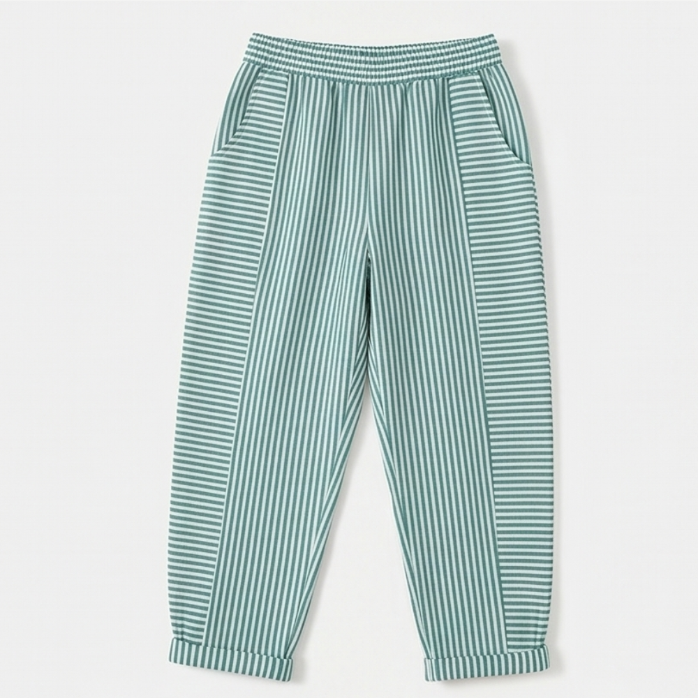 Striped Pants with Elastic Waist — View 13 | Clova