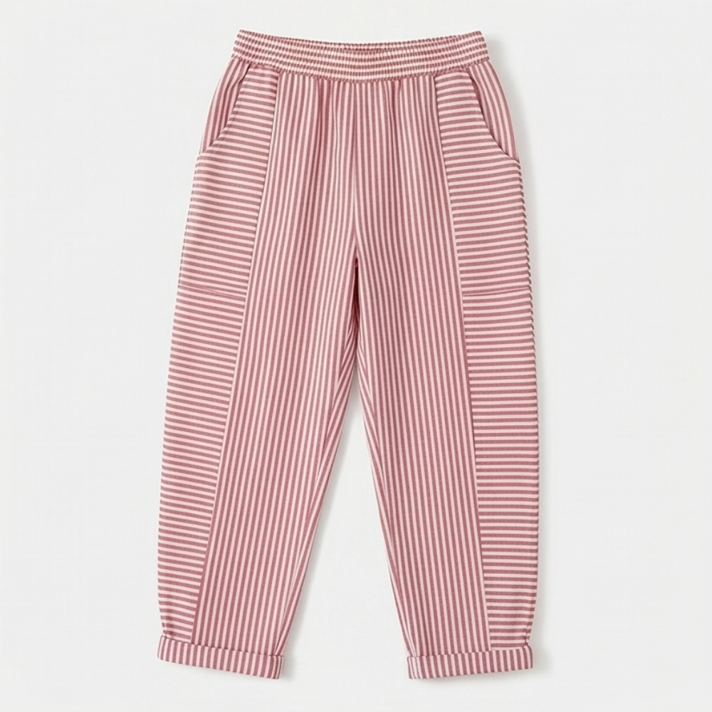 Striped Pants with Elastic Waist — View 16 | Clova