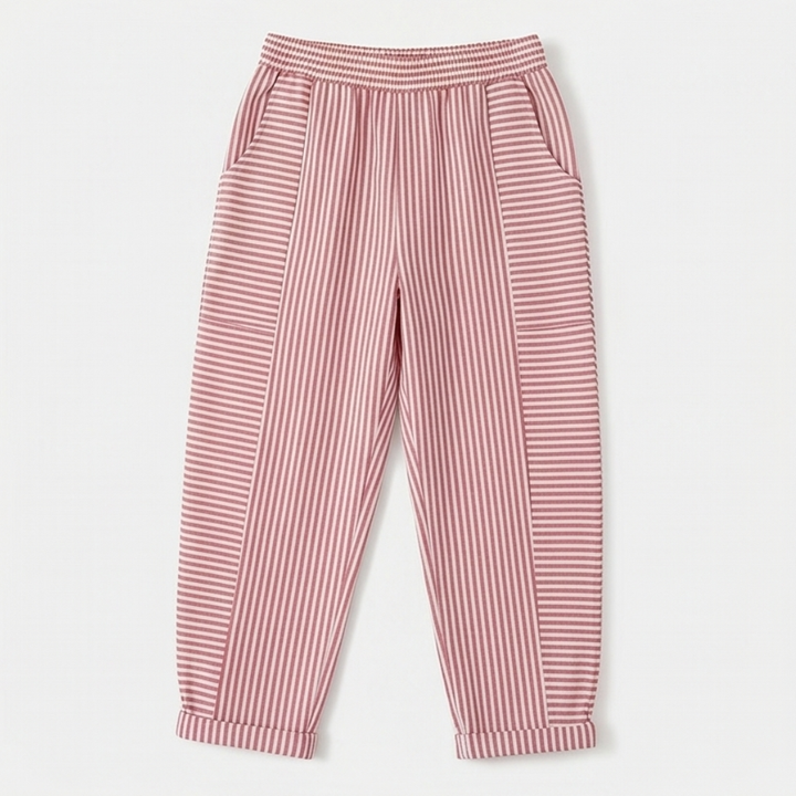 Striped Pants with Elastic Waist — View 16 | Clova