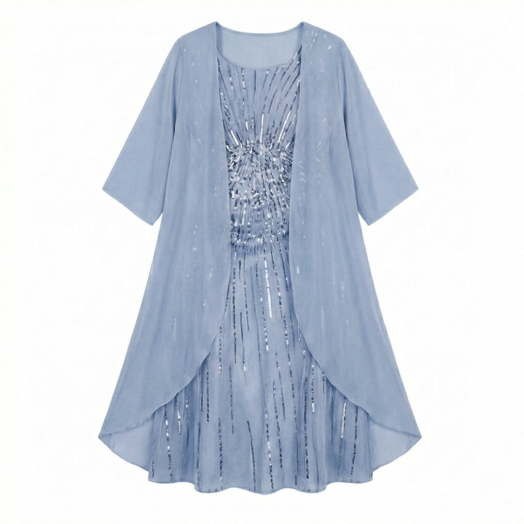 Floral Chiffon Two Piece Dress Set