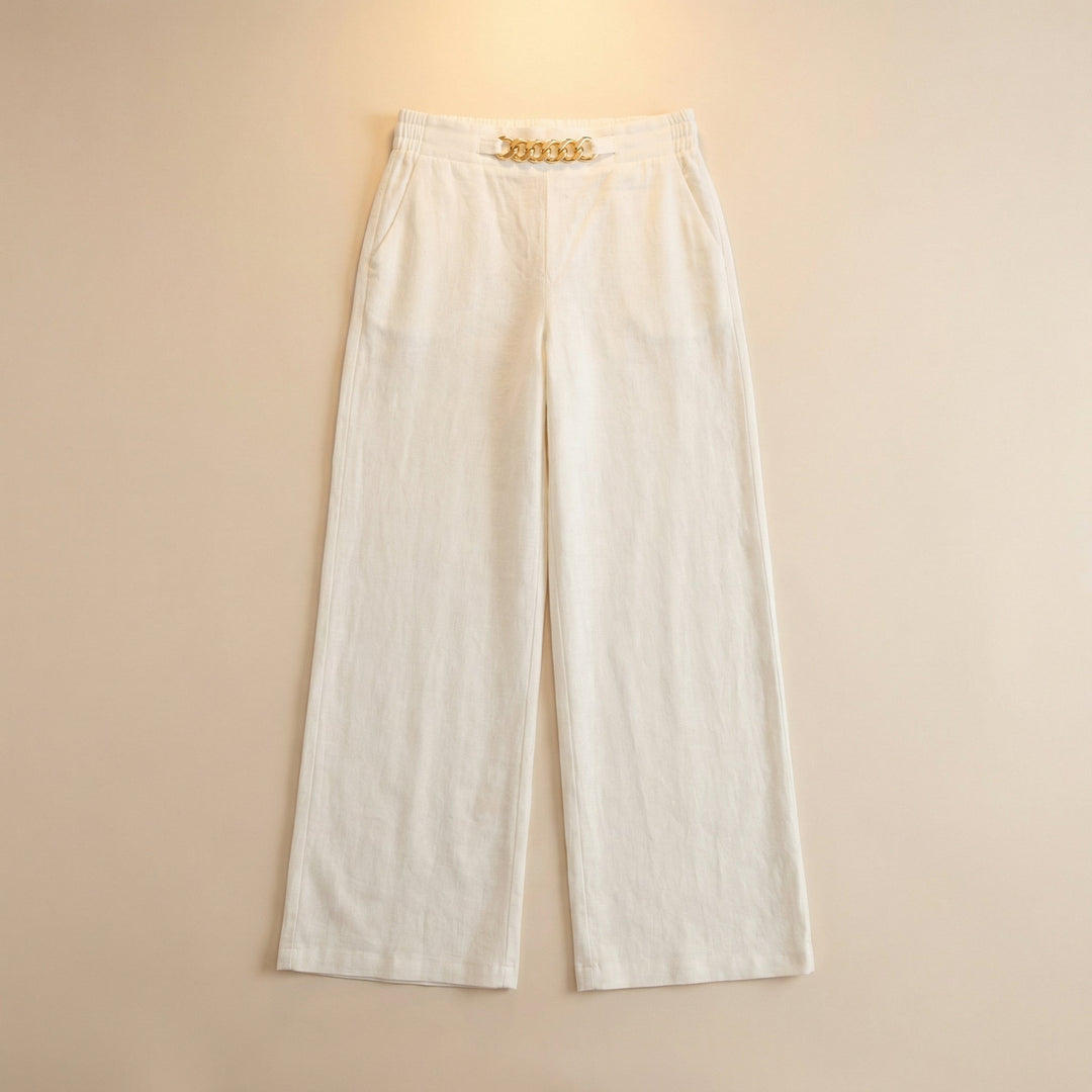 Gold Accent Wide Leg Trousers