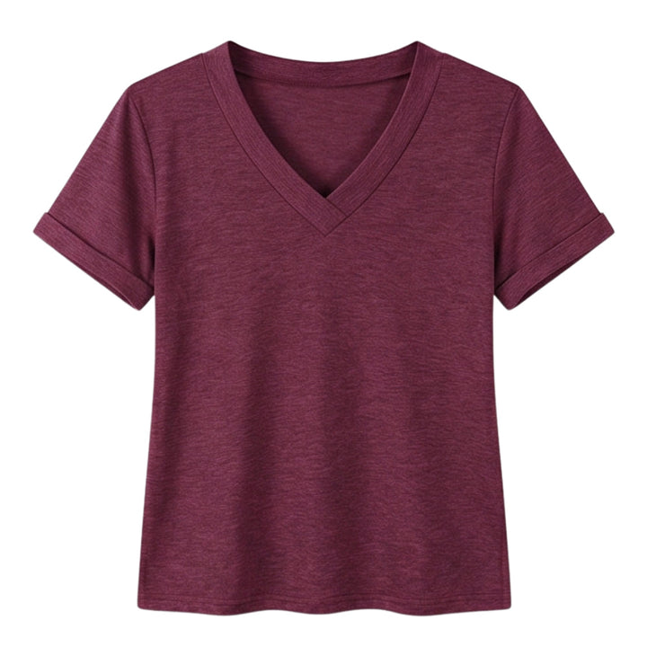 Soft V-Neck Tee with Rolled Cuffs