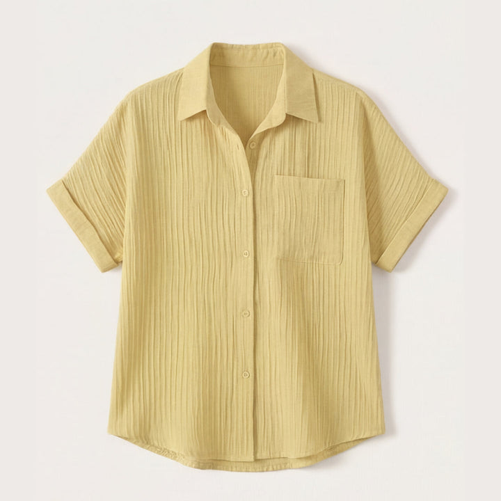 Textured Crinkle Button Down Blouse