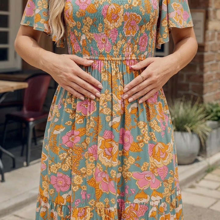 Smocked Floral Maxi Dress for Spring