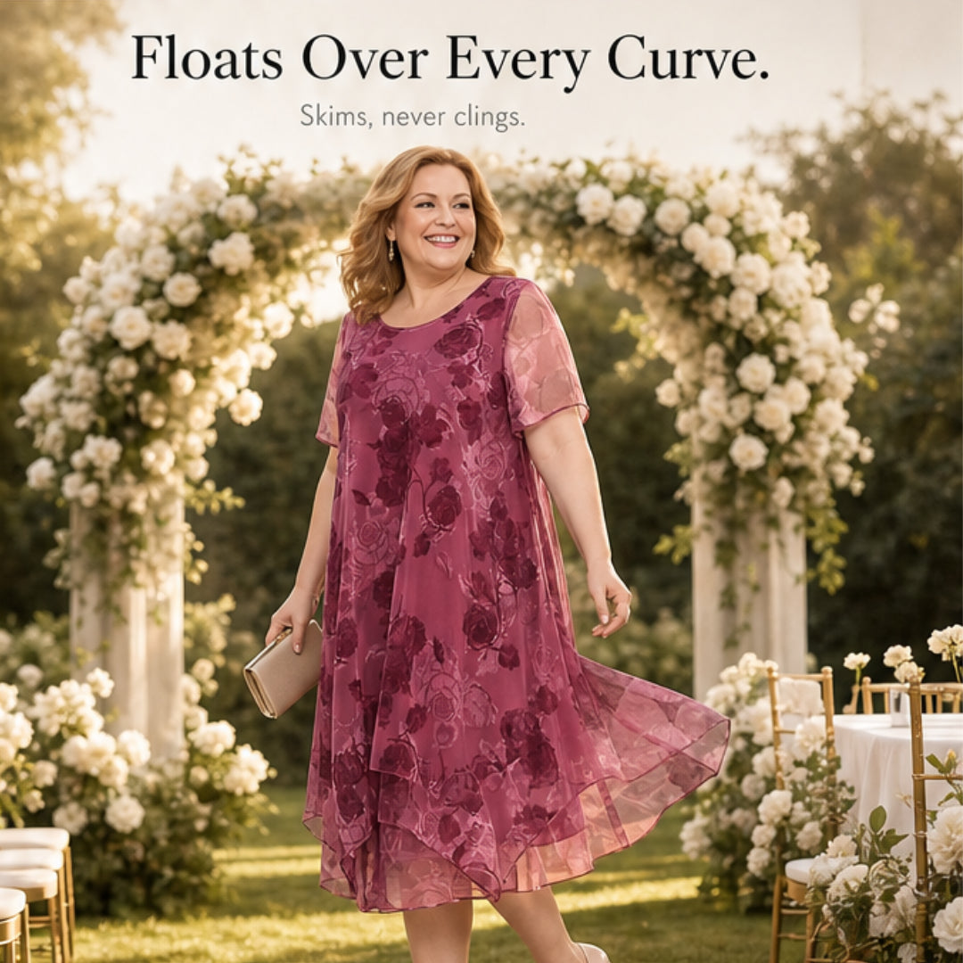 Layered Chiffon Floral Dress