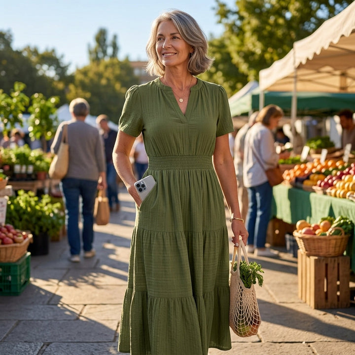 Flowing V Neck Summer Maxi Dress