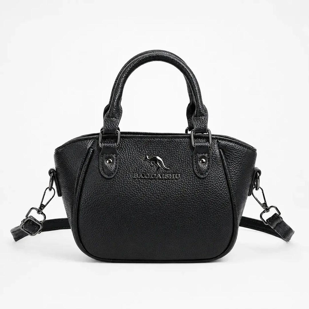 Structured Boston Handbag with Convertible Crossbody Strap, Polished Hardware