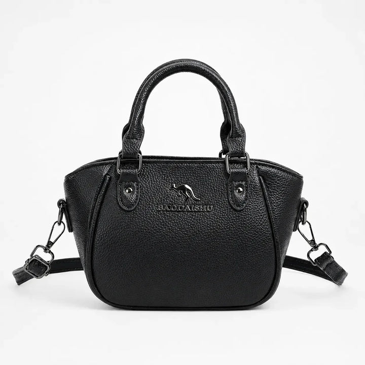 Structured Boston Handbag with Convertible Crossbody Strap, Polished Hardware