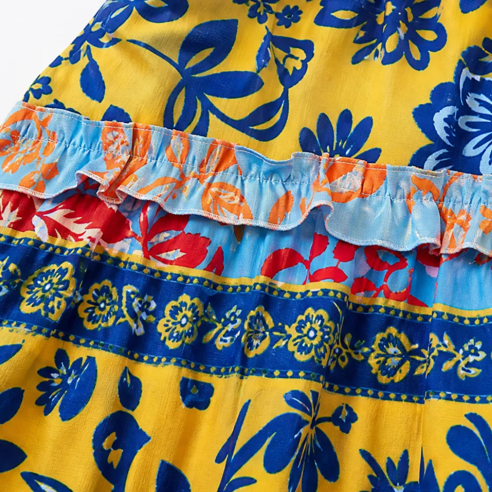 Bold Floral Print Halter Maxi Dress for Women