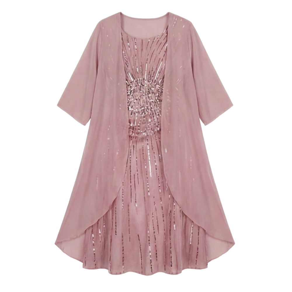 Floral Chiffon Two Piece Dress Set