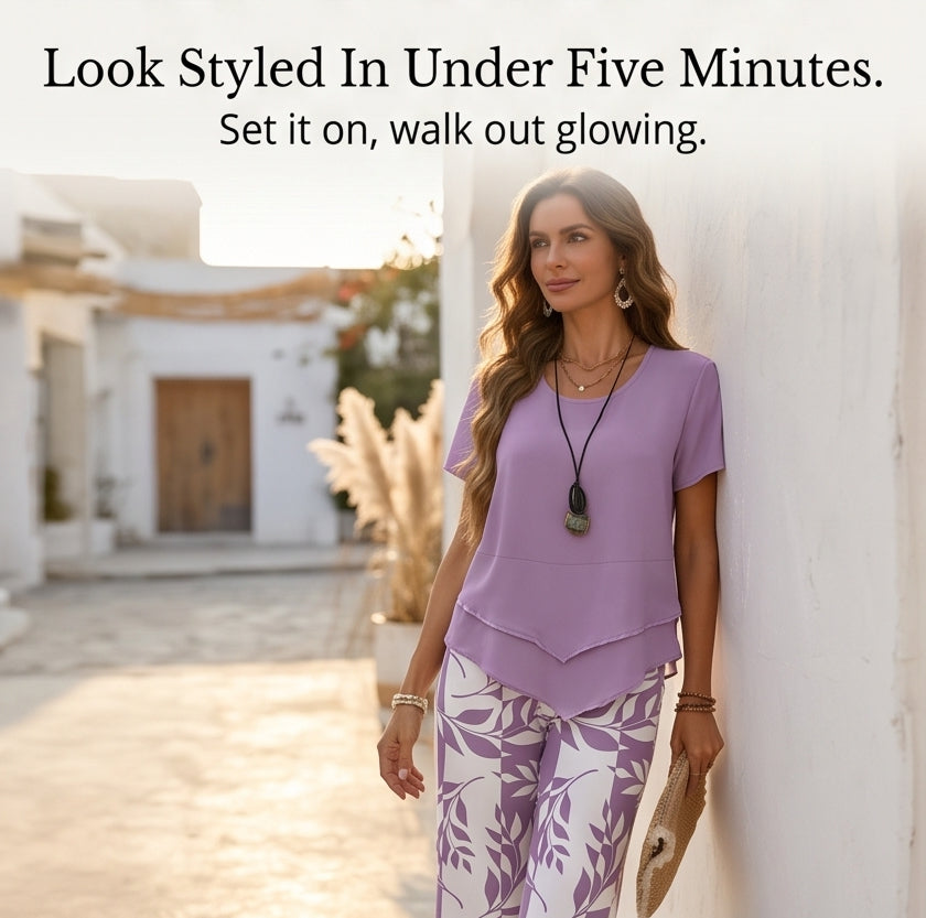 Asymmetric Tunic &amp; Wide Leg Pants Set