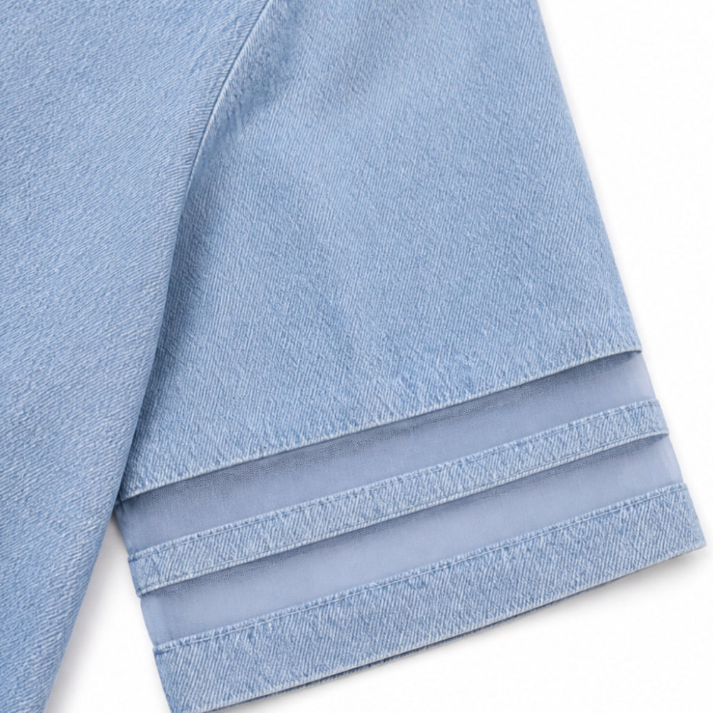 Light Denim Shirt Dress with Pockets, A-Line Mini for Women