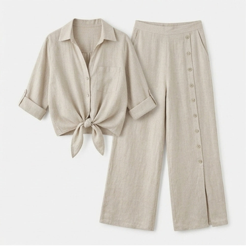 Effortless Linen Blend Matching Set