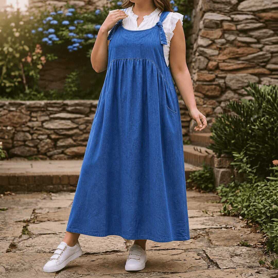 Relaxed Denim Suspender Dress with Pockets