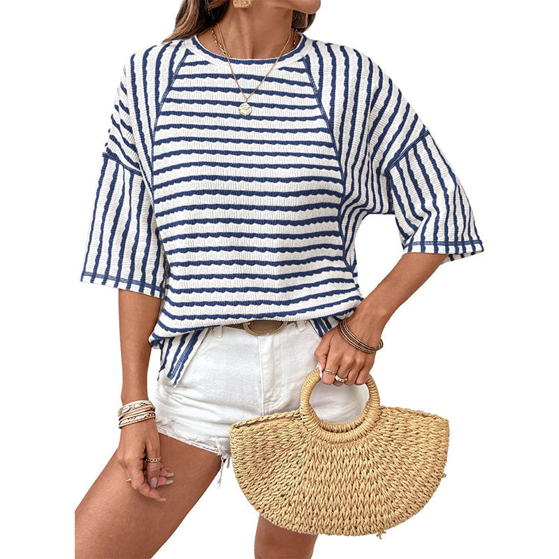 Textured Stripe Relaxed Tee