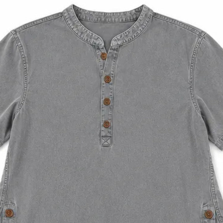Henley Tunic Top with Side Buttons for Women