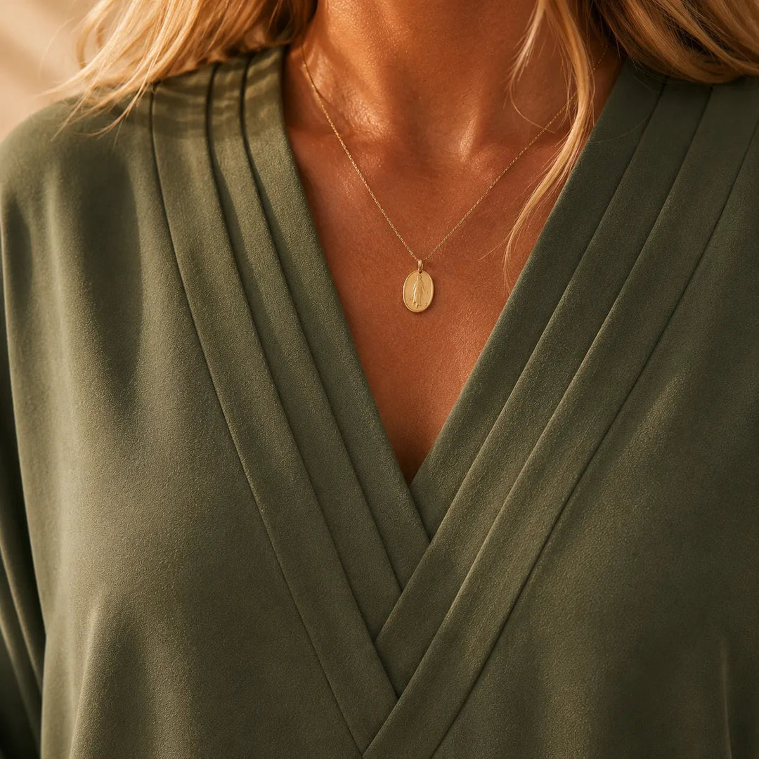 Pleated V-Neck Soft-Drape Shift Dress