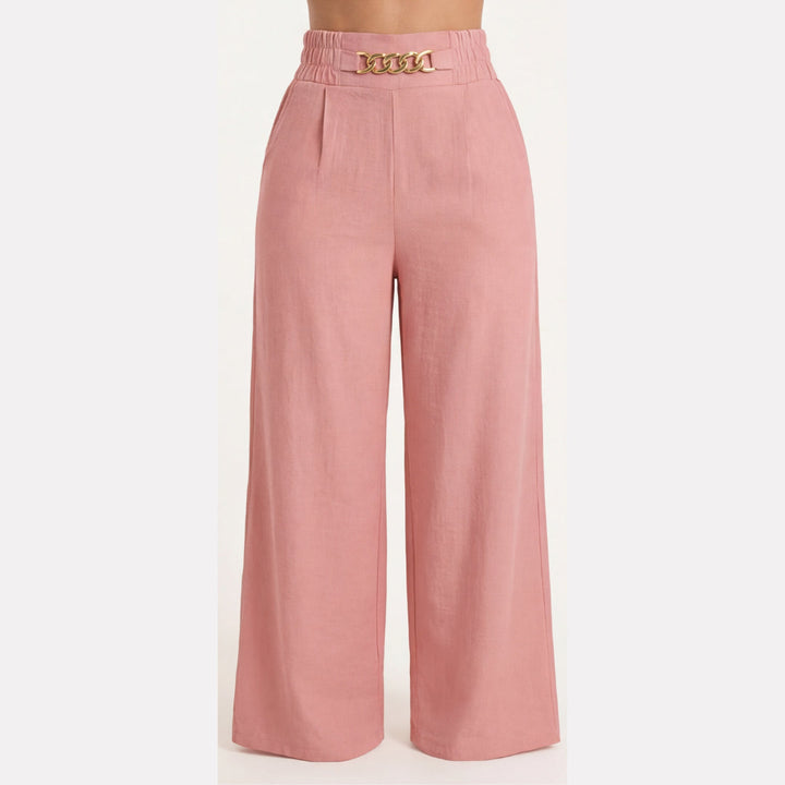 Gold Accent Wide Leg Trousers