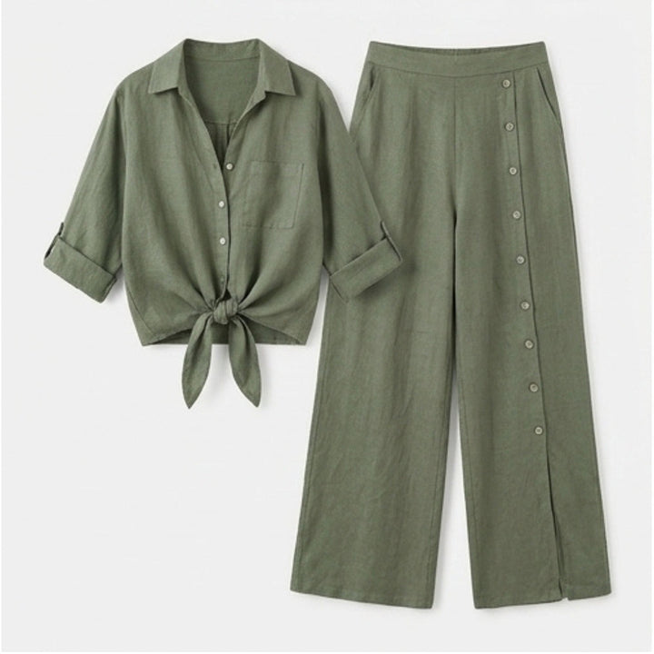 Effortless Linen Blend Matching Set