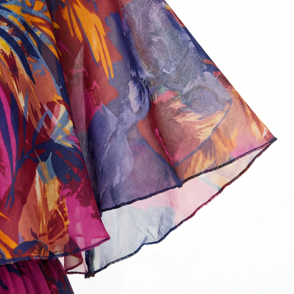 Flowy Lined Chiffon Midi Dress
