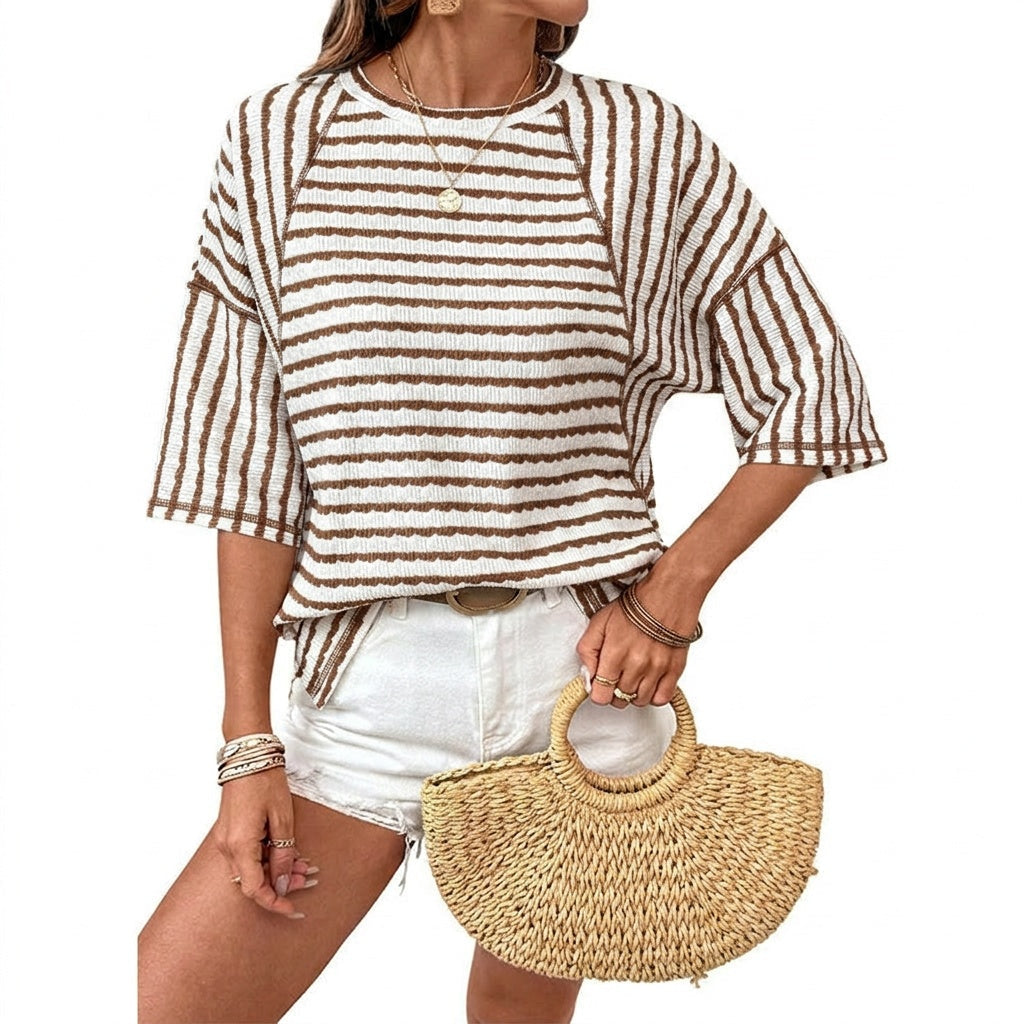 Textured Stripe Relaxed Tee