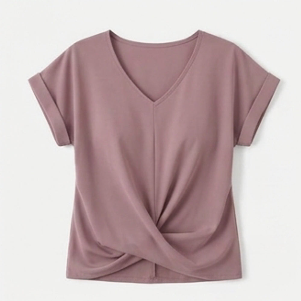 Twist-Knot V-Neck Top for Effortless Everyday Style