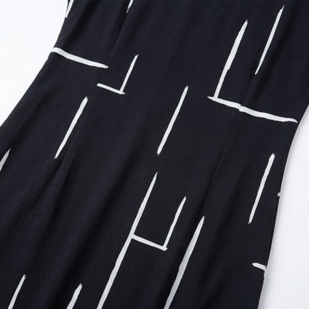 Pocketed Dolman Dress with Abstract Print
