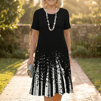 Pleated Gradient Print Dress