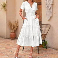 Flowing V Neck Summer Maxi Dress