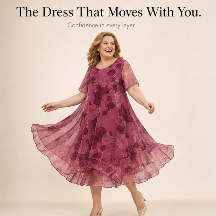 Layered Chiffon Floral Dress