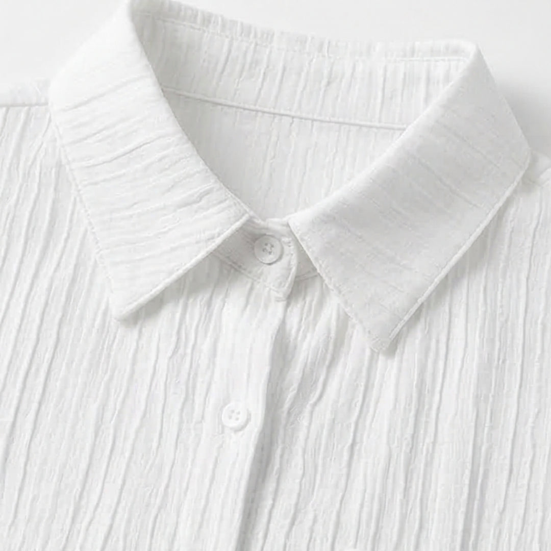Textured Crinkle Button Down Blouse