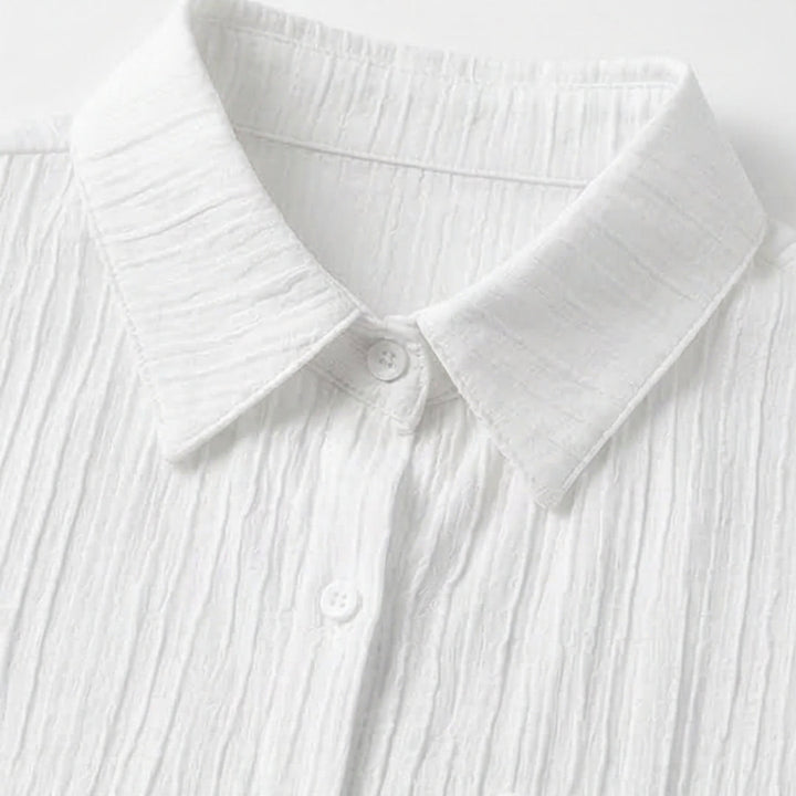 Textured Crinkle Button Down Blouse